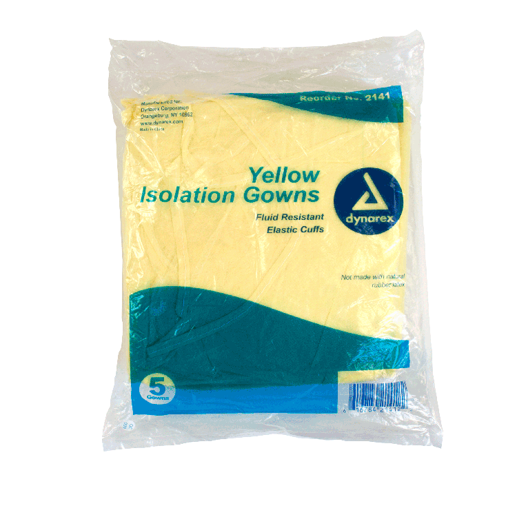 Isolation Gown amarillo paquete de 5