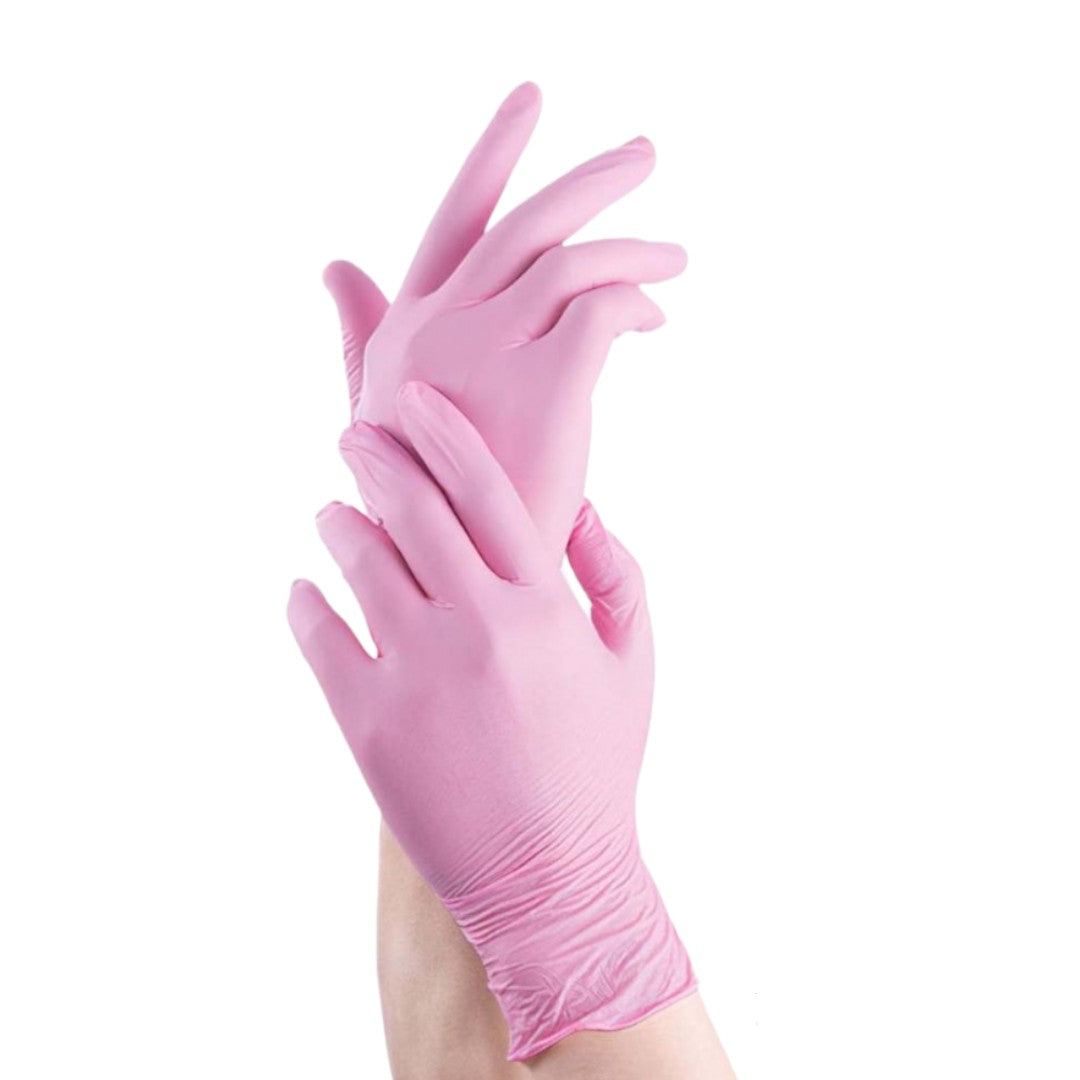 Guantes rosados de nitrilo caja de 200