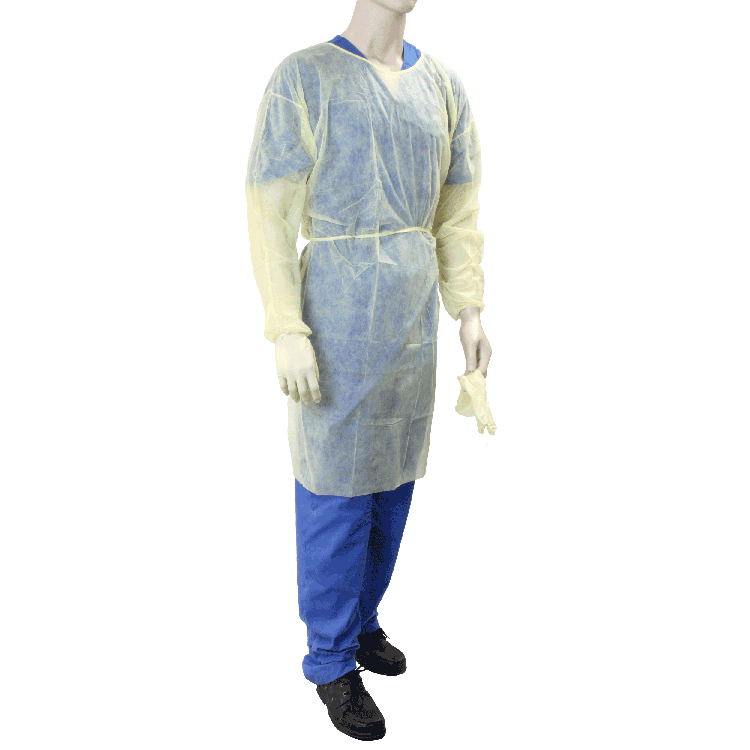 Isolation Gown amarillo paquete de 5