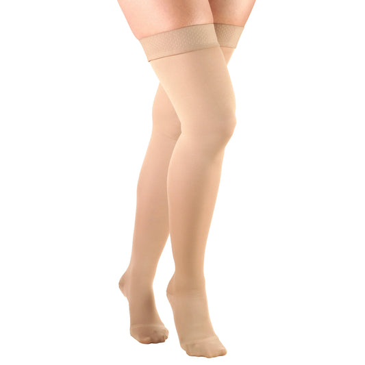 Medias de compresión Beige 15-20 mmhg altas hasta el muslo